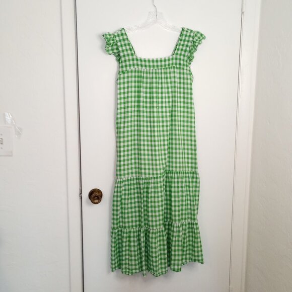 Draper James RSVP Green & White Gingham Tiered Sundress - Picture 1 of 14